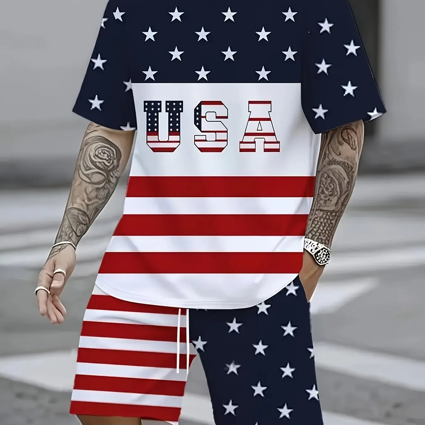 Men's 3D printed round neck short sleeved T-shirt; Shorts Set Round Neck Gradient Short Sleeve Women's T-shirt Shorts Set
Men's 3D printed round neck short sleeved T-shirt; Shorts Set Round Neck Gradient Short Sleeve Women's T-shirt Shorts Set