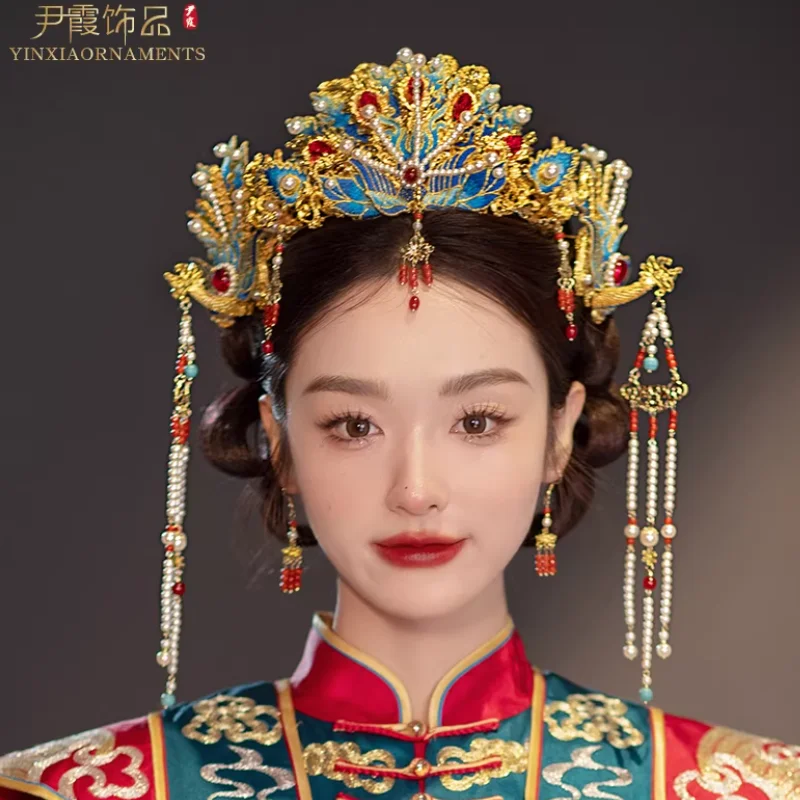 Chinese Bridal Headwear Phoenix Crown Ming Dynasty Hanfu Xiuhe Wedding Hair Crown Accessories
Chinese Bridal Headwear Phoenix Crown Ming Dynasty Hanfu Xiuhe Wedding Hair Crown Accessories