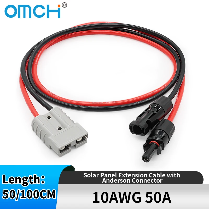 OMCH 50/100CM Solar Panel Extension Cable 6mm2 10AWG with 50A Anderson Connector for Car Battery and Solar Panel Connect
OMCH 50/100CM Solar Panel Extension Cable 6mm2 10AWG with 50A Anderson Connector for Car Battery and Solar Panel Connect