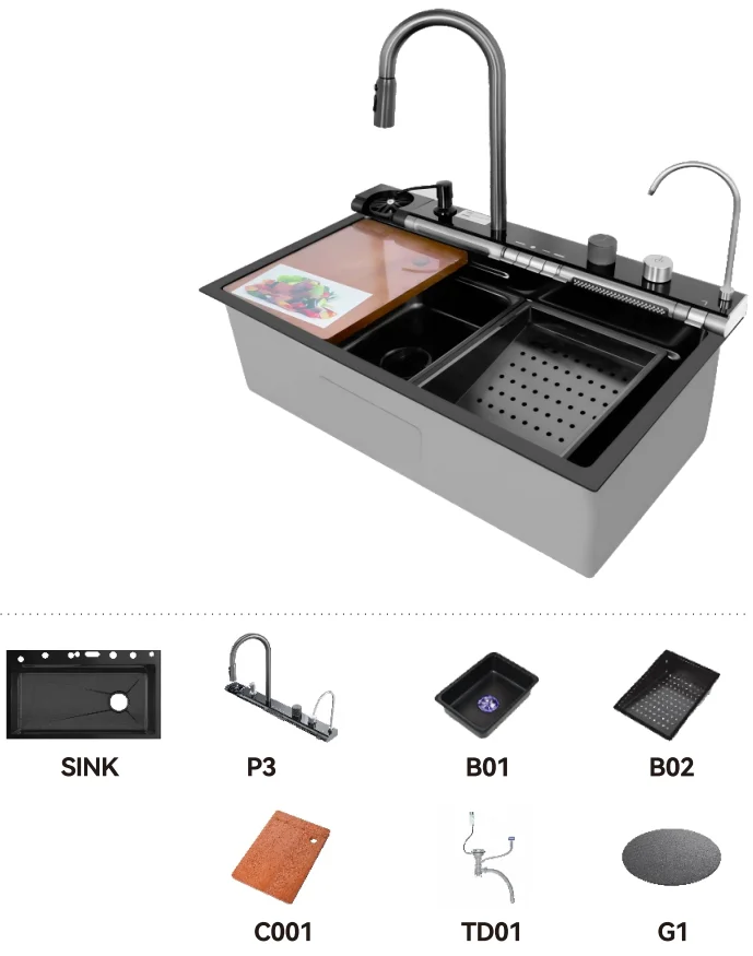 Modern 304 Stainless Steel Single Bowl Kitchen Sink Undermount Counter Installation Nano Square Rainfall Waterfall Design Two
Modern 304 Stainless Steel Single Bowl Kitchen Sink Undermount Counter Installation Nano Square Rainfall Waterfall Design Two