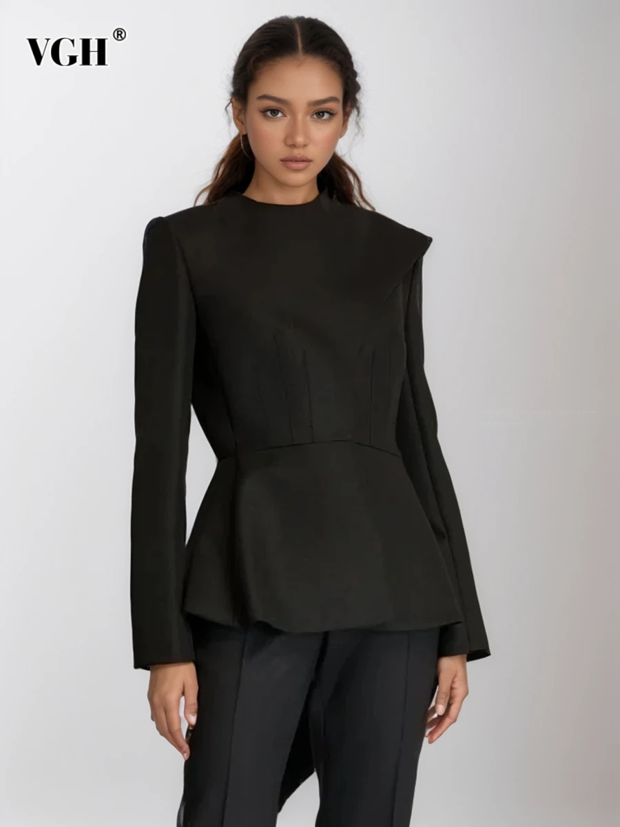 VGH Elegant Slimming Tunic Blazers For Women Round Neck Long Sleeve Temperament Asymmetrical Solid Blazer Female Fashion Style
VGH Elegant Slimming Tunic Blazers For Women Round Neck Long Sleeve Temperament Asymmetrical Solid Blazer Female Fashion Style