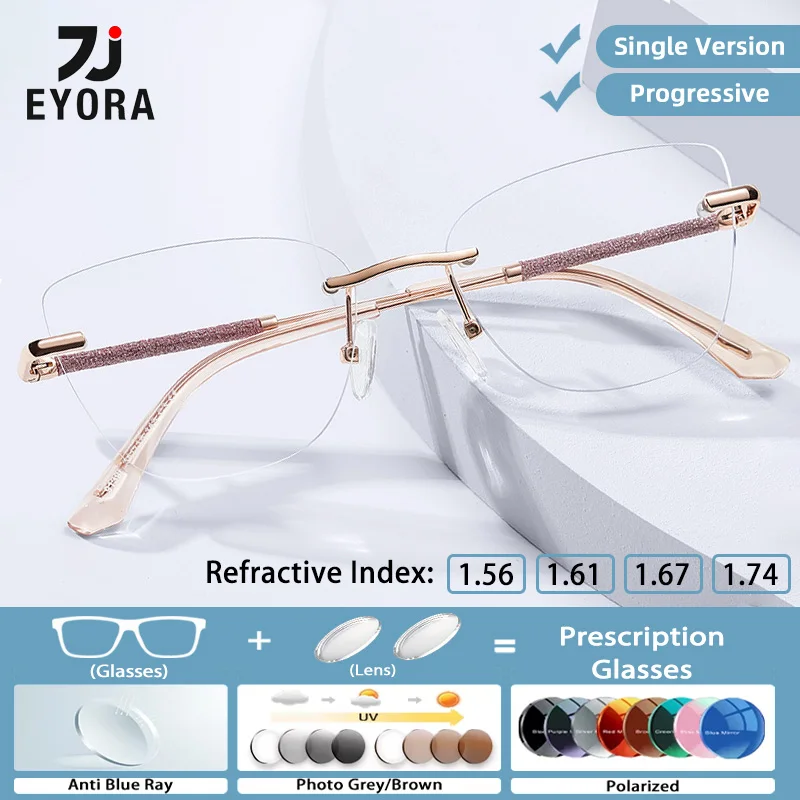 EYORA Metal Rimless Minimalist Cat Eye Reading Glasses Myopia Eyewear Hyperopia Anti Blue Ray Progressive Photochromic Eyewear
EYORA Metal Rimless Minimalist Cat Eye Reading Glasses Myopia Eyewear Hyperopia Anti Blue Ray Progressive Photochromic Eyewear