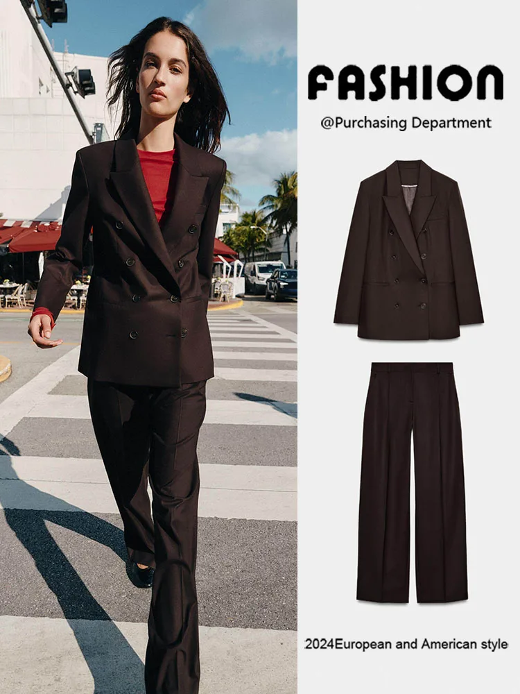 Весенняя новинка: Женский костюм с пиджаком, брюками прямого кроя, двубортным пиджаком с длинными рукавами и отложным воротником, модная верхняя одежда
Весенняя новинка: Женский костюм с пиджаком, брюками прямого кроя, двубортным пиджаком с длинными рукавами и отложным воротником, модная верхняя одежда