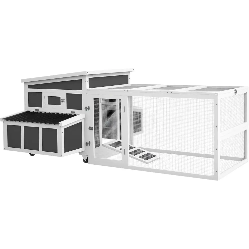 Chicken Coop with Large Run, Outdoor Poultry Cage, Rabbit Hutch, Duck Coop, Hen House, Nesting Box, Tray, Windows, Gray
Chicken Coop with Large Run, Outdoor Poultry Cage, Rabbit Hutch, Duck Coop, Hen House, Nesting Box, Tray, Windows, Gray