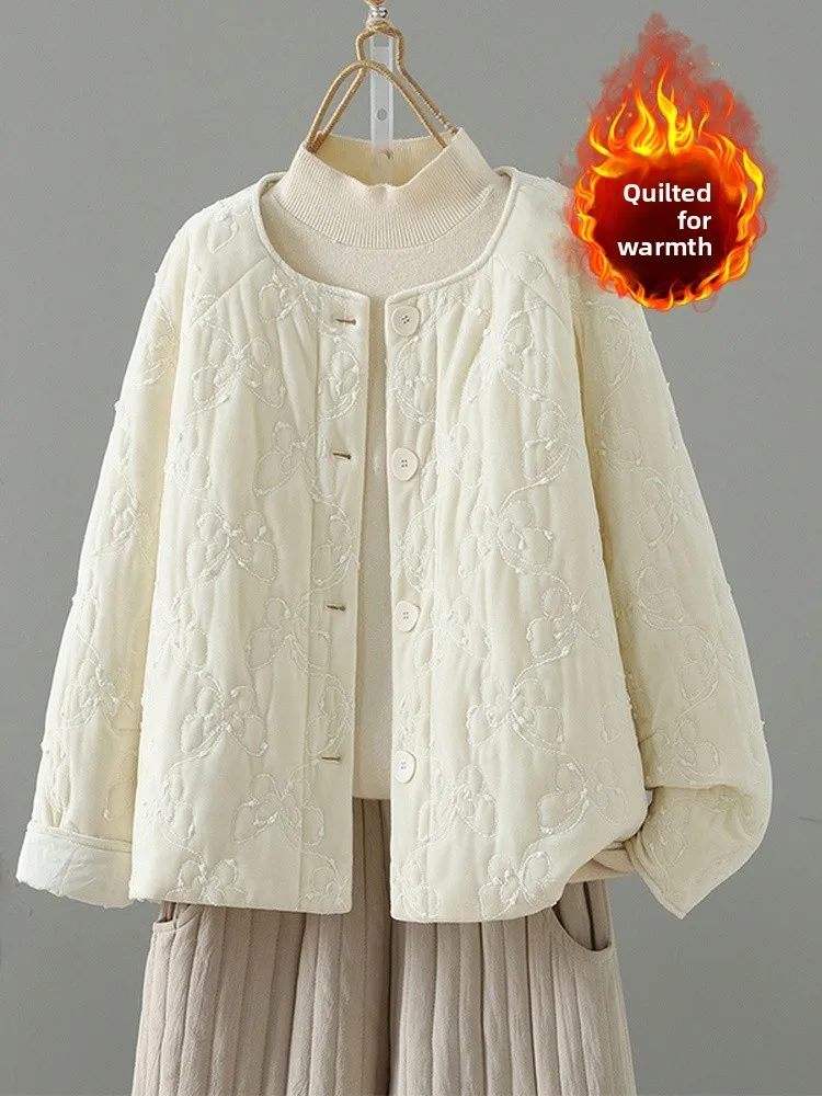 New Chinese Style Embroidered Velvet Cotton Warm Coat Long Sleeve round Neck Single Button Cotton Clothing Outerwear Top
New Chinese Style Embroidered Velvet Cotton Warm Coat Long Sleeve round Neck Single Button Cotton Clothing Outerwear Top