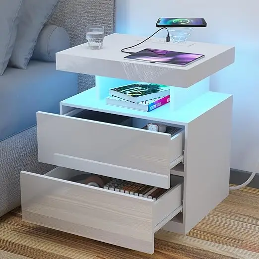 Nightstand with WirelCharging Station & USB Ports, ern Bede Table, White Night Stand with Open Comparent, Smart Nightstand H
Nightstand with WirelCharging Station & USB Ports, ern Bede Table, White Night Stand with Open Comparent, Smart Nightstand H