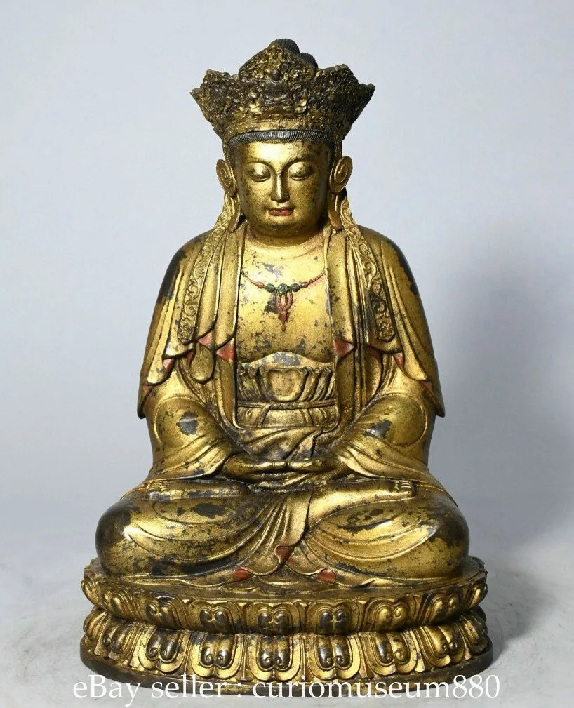 8.8 inch Chinese Old Buddhist Bronze Gold Plated Guanyin Buddha Sculpture Sculpture gilded Brass
8.8 inch Chinese Old Buddhist Bronze Gold Plated Guanyin Buddha Sculpture Sculpture gilded Brass