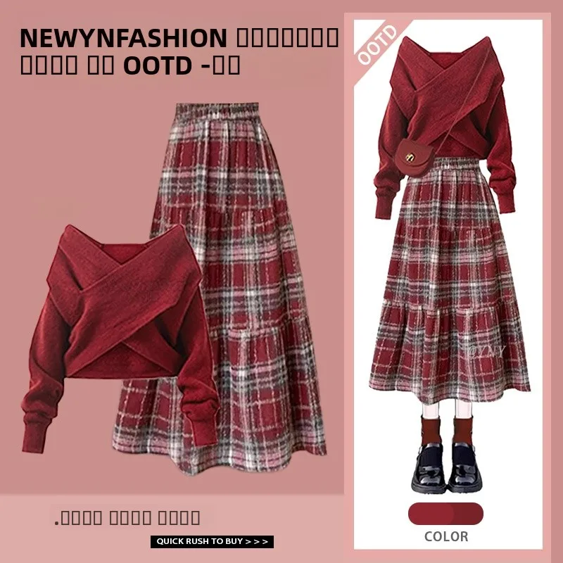 Новогодний красный дизайн, трикотаж и клетчатая юбка, женский комплект из двух предметов Faion, осенне-зимняя коллекция V-Ne Long Sve
Новогодний красный дизайн, трикотаж и клетчатая юбка, женский комплект из двух предметов Faion, осенне-зимняя коллекция V-Ne Long Sve