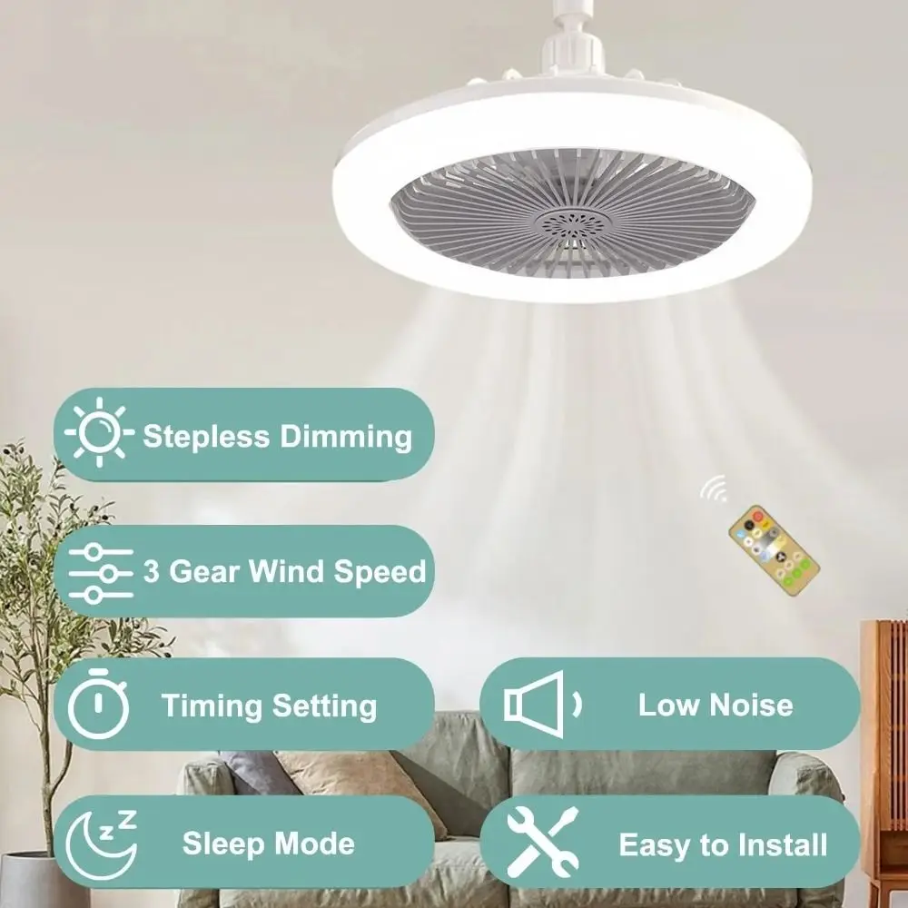LED Light Ceiling Fan Useful Light Dimmable Silent Chandelier Lamp With Remote Control E27 Converter Base
LED Light Ceiling Fan Useful Light Dimmable Silent Chandelier Lamp With Remote Control E27 Converter Base