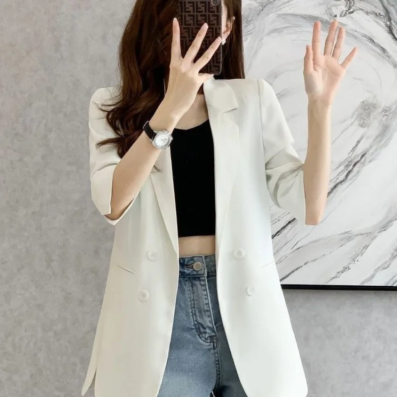2025Summer New Mid-Length Three-Quarter Sleeve Single Layer Blazer Women's Casual Thin Blazer Versatile Top
2025Summer New Mid-Length Three-Quarter Sleeve Single Layer Blazer Women's Casual Thin Blazer Versatile Top