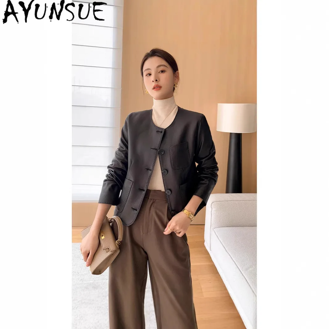 AYUNSUE 100% Genuine Leather Jacket Woman Clothes Spring Autumn Coat Women Black Sheepskin Coats Fashion O-neck Casaco Feminino
AYUNSUE 100% Genuine Leather Jacket Woman Clothes Spring Autumn Coat Women Black Sheepskin Coats Fashion O-neck Casaco Feminino