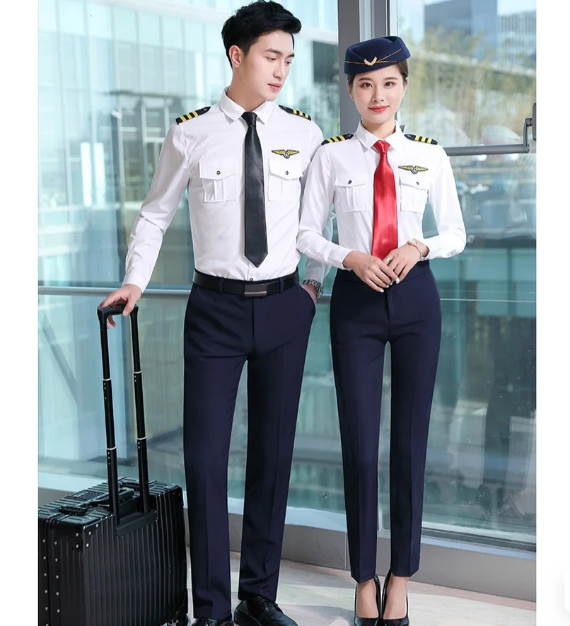 Male and female pilot captain uniform shirt hotel security work uniform
Male and female pilot captain uniform shirt hotel security work uniform