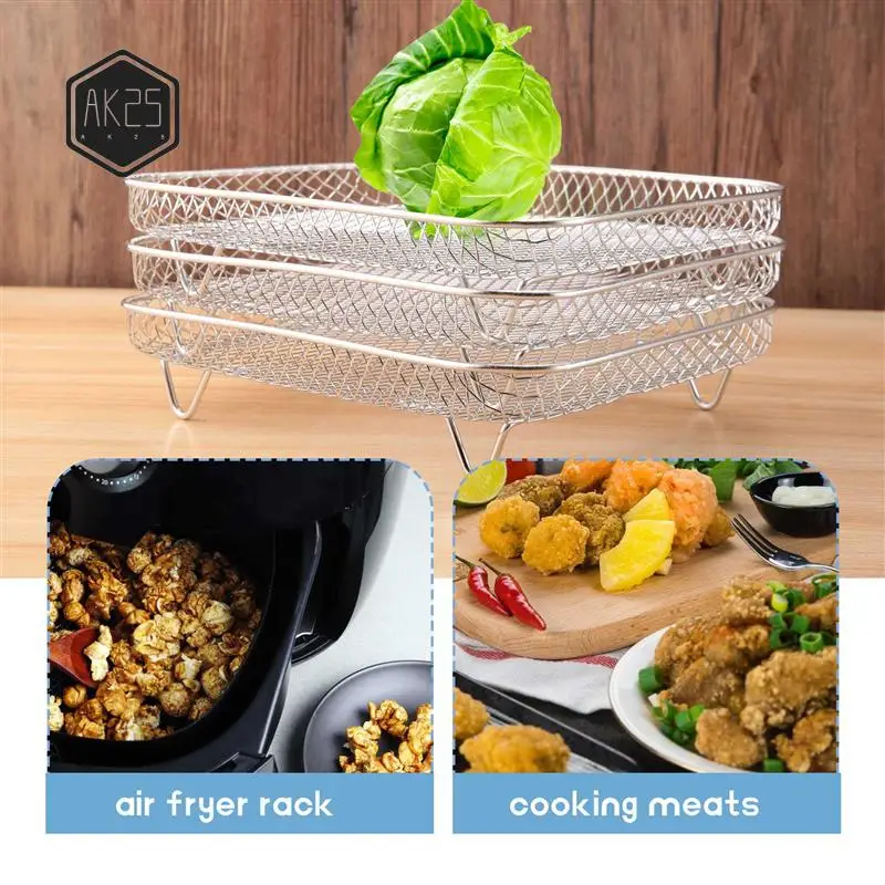 AK25-8 Inch Air Fryer Rack Square Three Stackable Racks,Stainless Steel Multi-Layer Dehydrator Rack,Air Fryer Accessories
AK25-8 Inch Air Fryer Rack Square Three Stackable Racks,Stainless Steel Multi-Layer Dehydrator Rack,Air Fryer Accessories