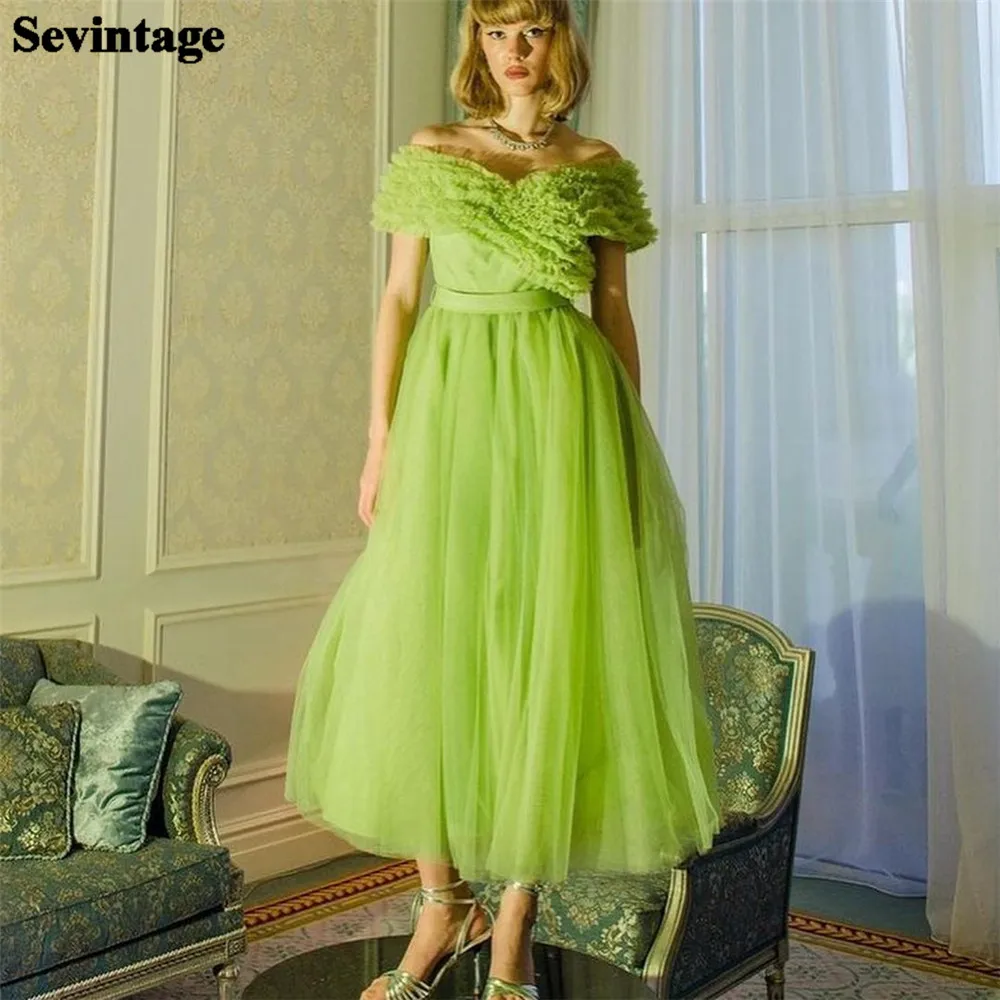 Sevintage Tea Green Soft Tulle Women Party Dresses Off The Shoulder Formal Prom Dress Bet Fashion Outfit Homecoming Gowns 2023
Sevintage Tea Green Soft Tulle Women Party Dresses Off The Shoulder Formal Prom Dress Bet Fashion Outfit Homecoming Gowns 2023