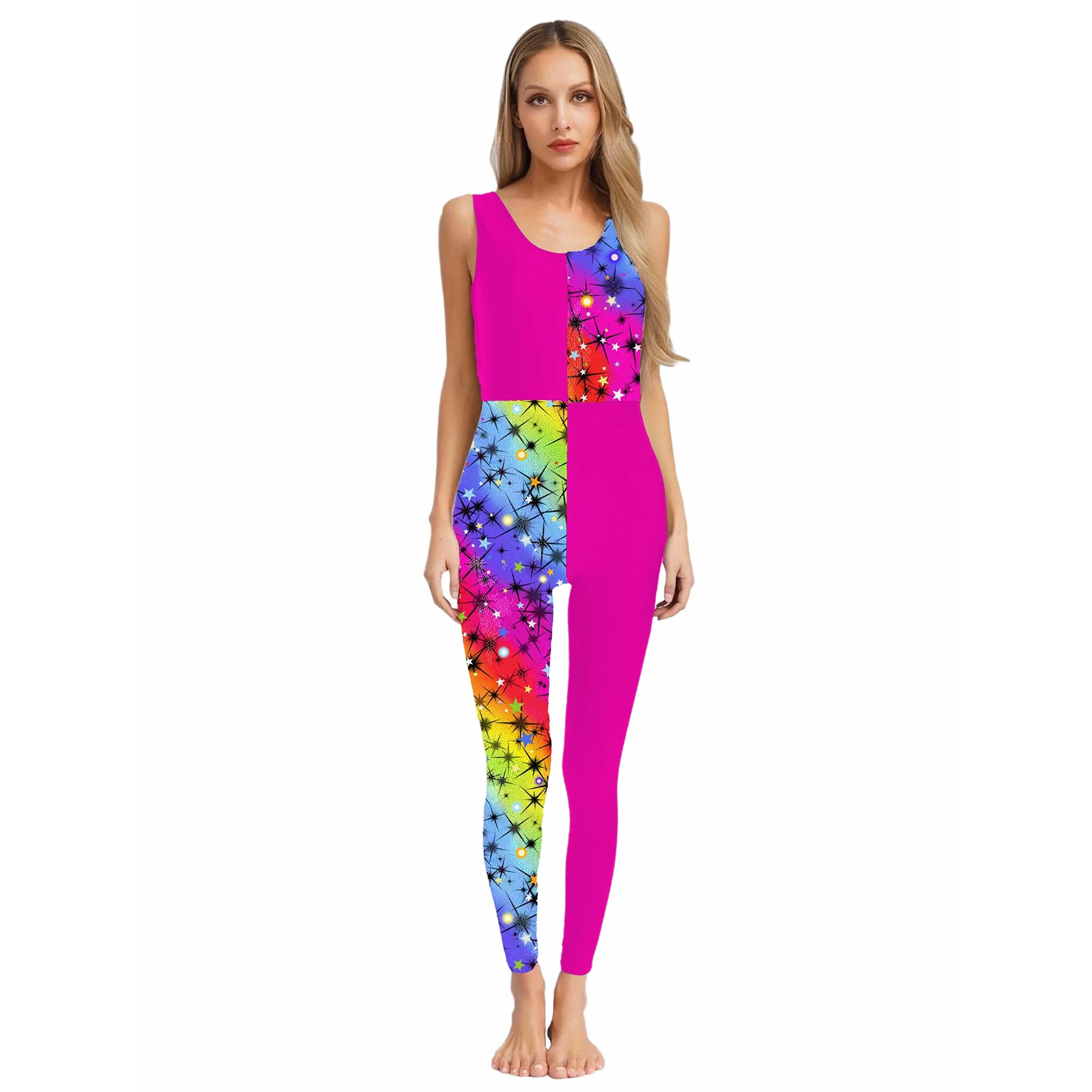 Women Figure Skating Jumpsuit Stylish Sleeveless Round Neckline Contrast Color Patchwork Gymnastics Dance Performances Costume
Women Figure Skating Jumpsuit Stylish Sleeveless Round Neckline Contrast Color Patchwork Gymnastics Dance Performances Costume