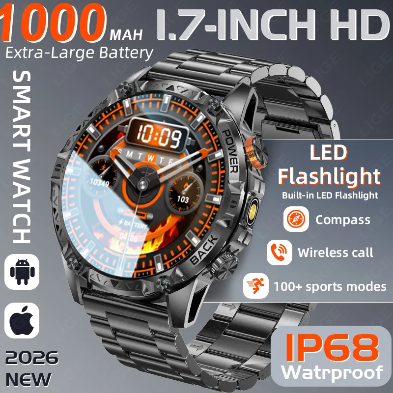 Смарт-часы LIGE для T-Rex 3 Ultra с аккумулятором 1000 мАч, военные, водонепроницаемые IP68, с компасом, фонариком, спортивным трекером, мужские, 2026
Смарт-часы LIGE для T-Rex 3 Ultra с аккумулятором 1000 мАч, военные, водонепроницаемые IP68, с компасом, фонариком, спортивным трекером, мужские, 2026