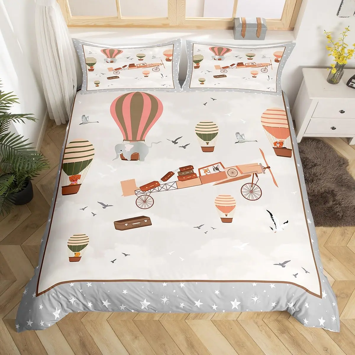 Cute Cartoon Bedding Set 3D Printed Hot-Air-Balloon Duvet Cover Set Soft Single Twin Double Queen King Size For Birthday Gift 
Cute Cartoon Bedding Set 3D Printed Hot-Air-Balloon Duvet Cover Set Soft Single Twin Double Queen King Size For Birthday Gift