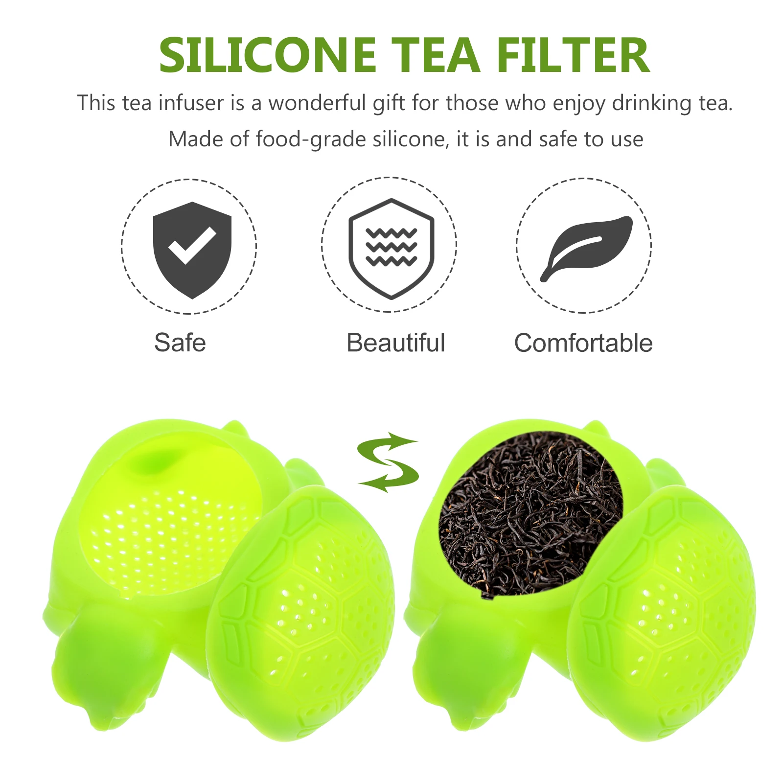 Silicone Tea Infuser Turtle Shape Filters for Loose Leaf Animal Strainer Safe Food Grade Easy Clean Cartoon Design Gift
Silicone Tea Infuser Turtle Shape Filters for Loose Leaf Animal Strainer Safe Food Grade Easy Clean Cartoon Design Gift