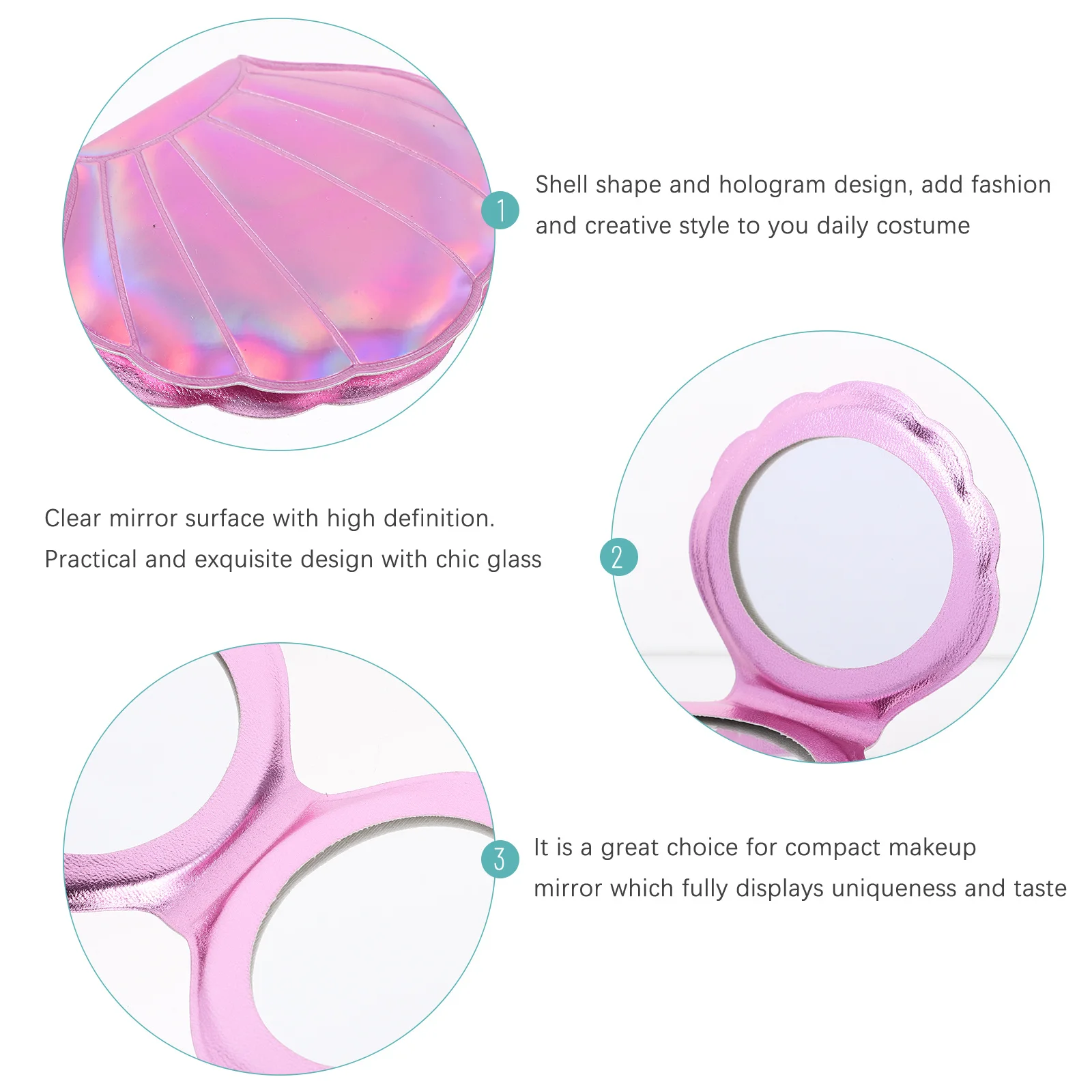 Stylish Hologram Double Side Mirror Compact Shell Design PU Case Fashion Beauty Accessory Rosy Makeup Mirror
Stylish Hologram Double Side Mirror Compact Shell Design PU Case Fashion Beauty Accessory Rosy Makeup Mirror