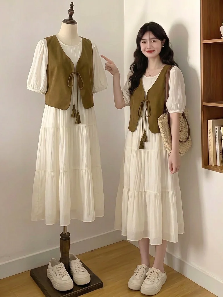 plus Size Women's Western Style Vest Dress Two Piece Set Summer Fashion Slimming Effect Casual Commute Style round Neck Short...
plus Size Women's Western Style Vest Dress Two Piece Set Summer Fashion Slimming Effect Casual Commute Style round Neck Short...