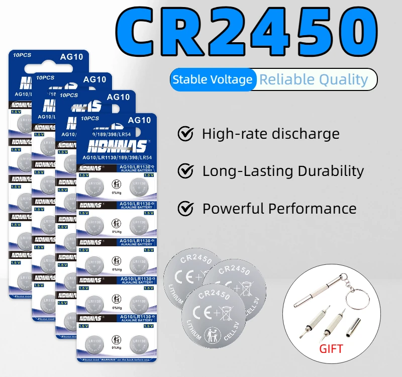 NEW CR2450 3V Lithium Coin Button Cell Battery, High Quality Long Lasting Replacement for Car Key Fob, Watch, Remote Control
NEW CR2450 3V Lithium Coin Button Cell Battery, High Quality Long Lasting Replacement for Car Key Fob, Watch, Remote Control