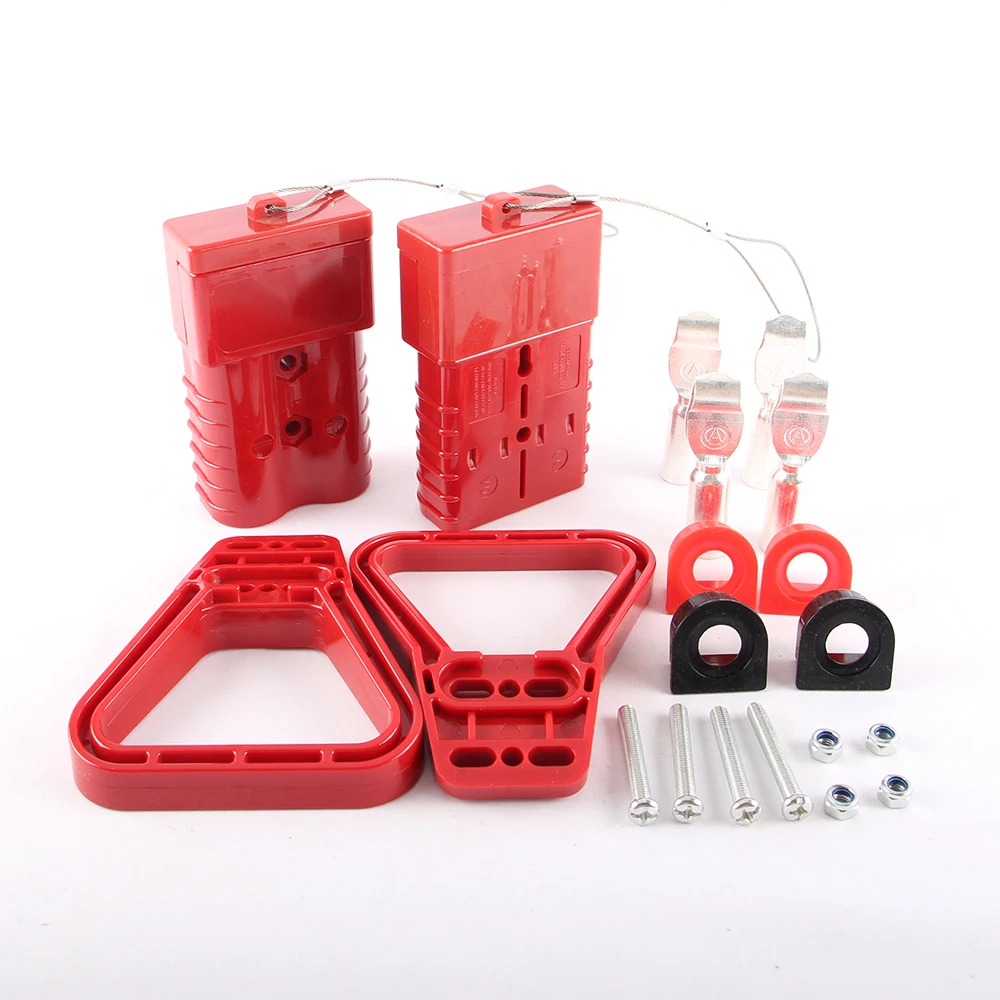 350A High Current Quick Connect/Disconnect Battery Connector Plug Kit with Sealing Plug ,Black/Red Hard Cover& Red/GreyHandle
350A High Current Quick Connect/Disconnect Battery Connector Plug Kit with Sealing Plug ,Black/Red Hard Cover& Red/GreyHandle