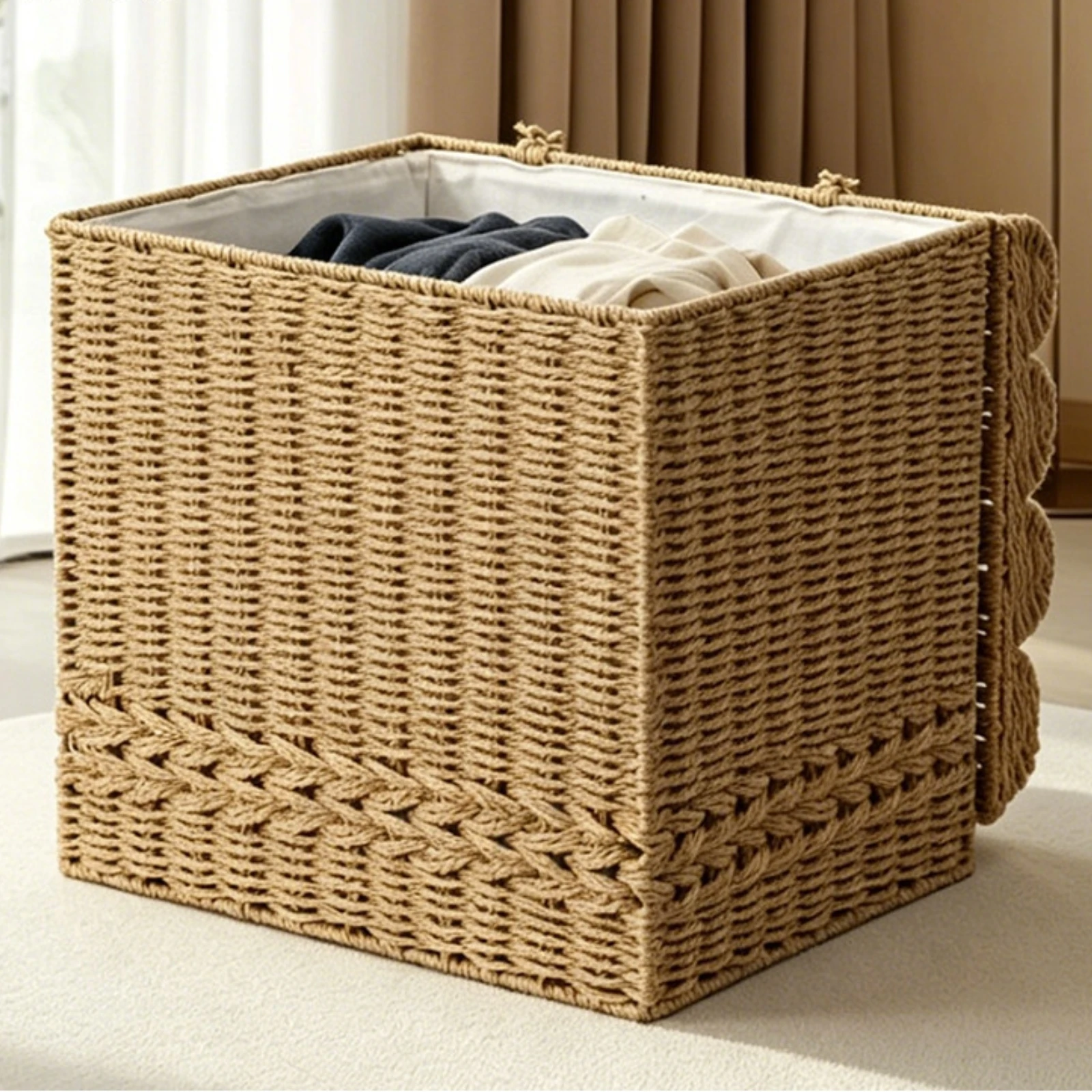 Cotton Linen Hamper Decorative Woven Laundry Basket Woven Laundry Hamper Handwoven Textile Storage Bin Lightweight for Bedroom
Cotton Linen Hamper Decorative Woven Laundry Basket Woven Laundry Hamper Handwoven Textile Storage Bin Lightweight for Bedroom