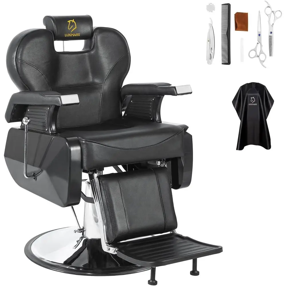 Hydraulic Reclining Swivel Barber Chair with 360-Degree Rotation for Hair Styling in Black
Hydraulic Reclining Swivel Barber Chair with 360-Degree Rotation for Hair Styling in Black