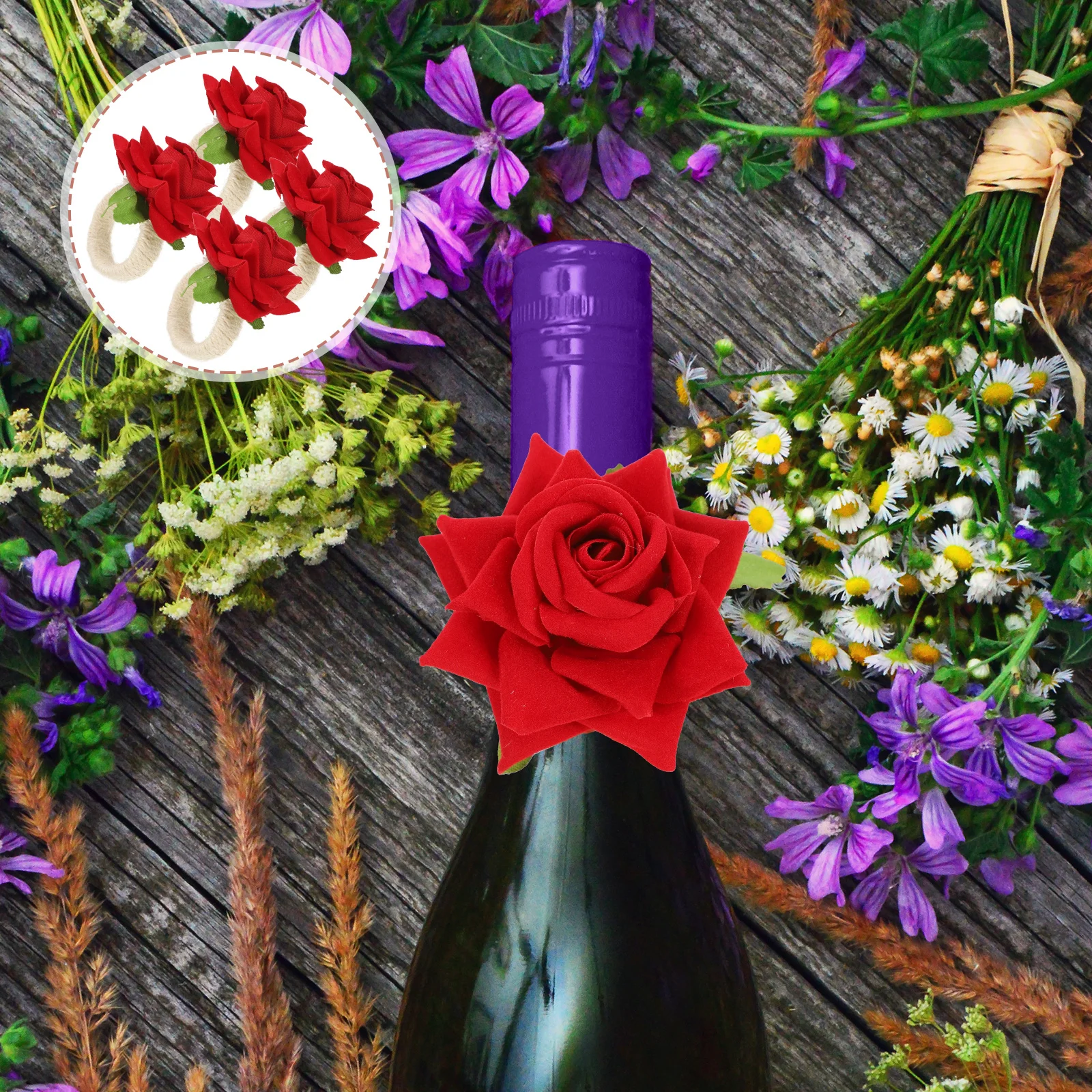 4Pcs Napkin Ring Holders with Artificial Roses for Wedding Reception Holiday Table Decoration Supplies Rose Flower Napkin Ring
4Pcs Napkin Ring Holders with Artificial Roses for Wedding Reception Holiday Table Decoration Supplies Rose Flower Napkin Ring