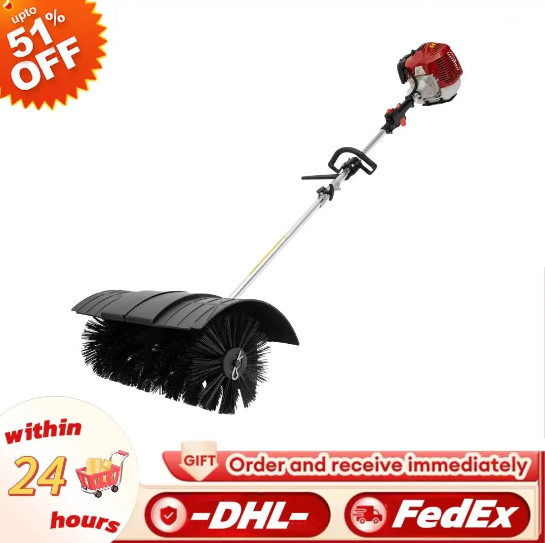 1.25KW Handheld Power Broom 52cc Displacement Sweeper 9.4*20inch Brush Head 8500rpm for Farm/Street/Park/Home Durable Efficient 
1.25KW Handheld Power Broom 52cc Displacement Sweeper 9.4*20inch Brush Head 8500rpm for Farm/Street/Park/Home Durable Efficient