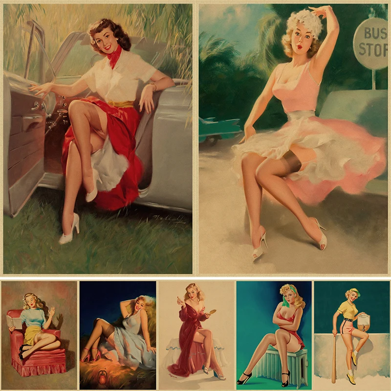 Pinup Girls Series World War II Vintage Poster Canvas Painting Classic Poster Cafe Living Room Dining Wall Decorative Paintings
Pinup Girls Series World War II Vintage Poster Canvas Painting Classic Poster Cafe Living Room Dining Wall Decorative Paintings