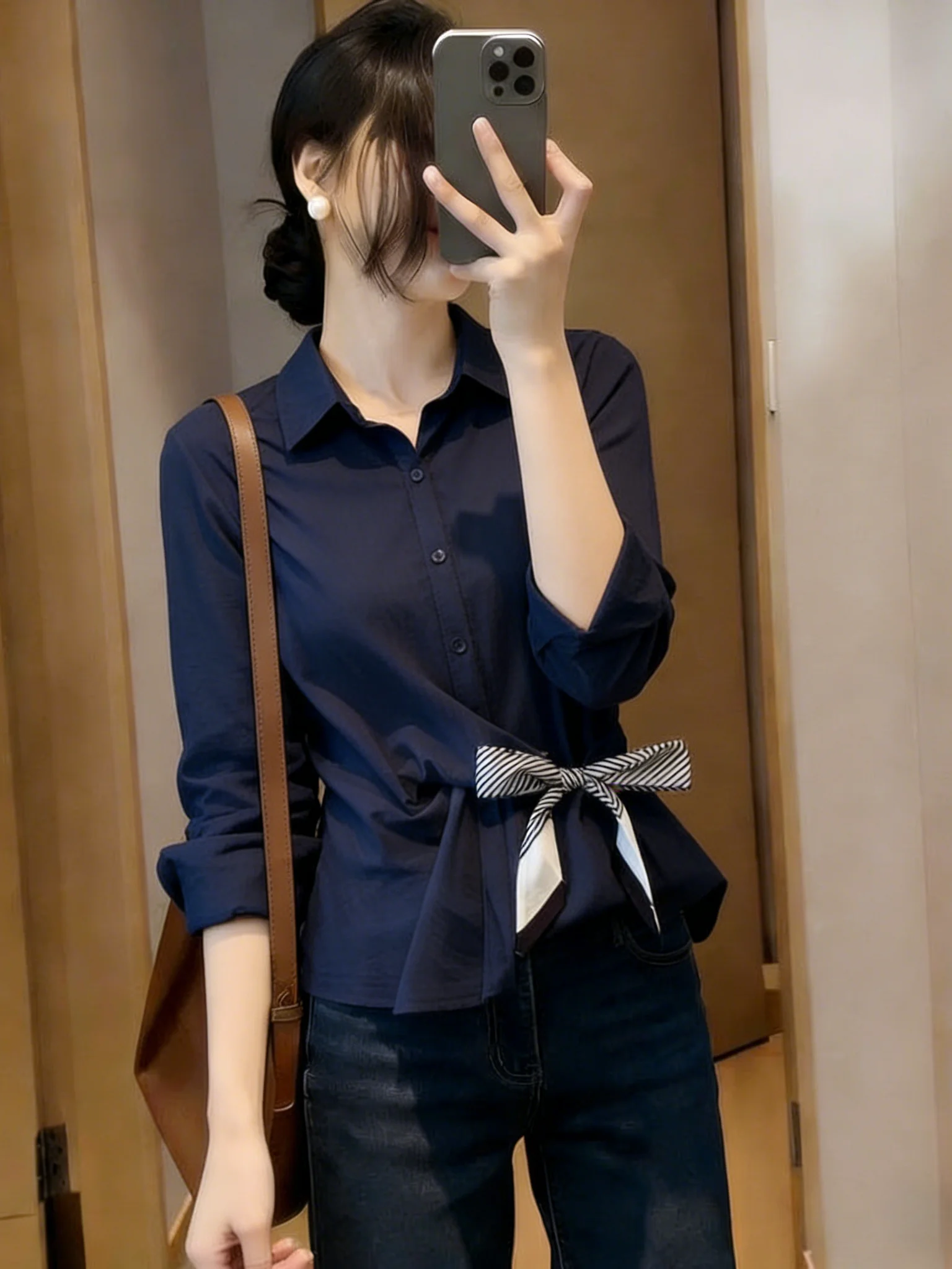 Elegant plus Size Women's Shirt in Royal Blue Spring Summer New Style Big Code Micro Plump MM Silk Scarf Belted Waist Top
Elegant plus Size Women's Shirt in Royal Blue Spring Summer New Style Big Code Micro Plump MM Silk Scarf Belted Waist Top