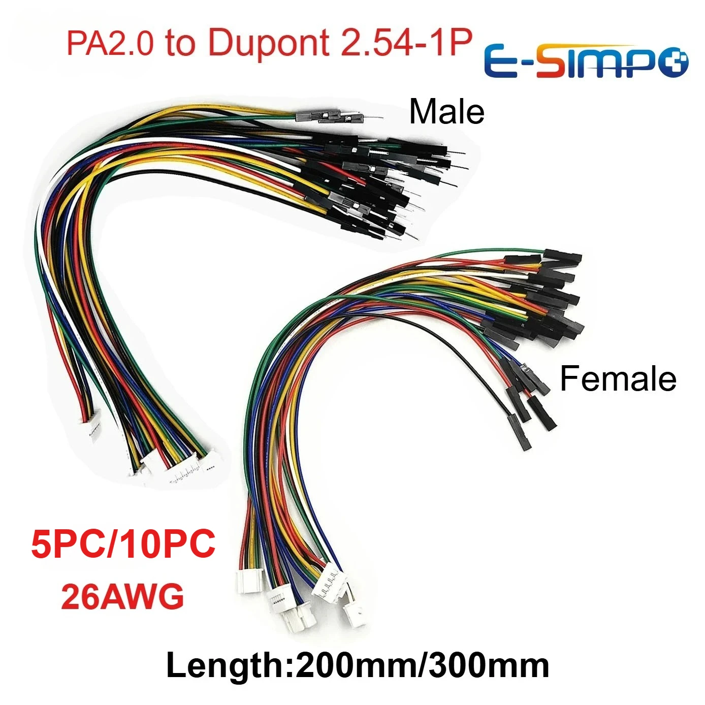 PAP-04V-S PAP-05V-S 20/30cm PA2.0mm PAP2.0 to Dupont 1P Male/Female Wire Position Rectangular Housing Connector 0.079" (2.00mm)
PAP-04V-S PAP-05V-S 20/30cm PA2.0mm PAP2.0 to Dupont 1P Male/Female Wire Position Rectangular Housing Connector 0.079" (2.00mm)