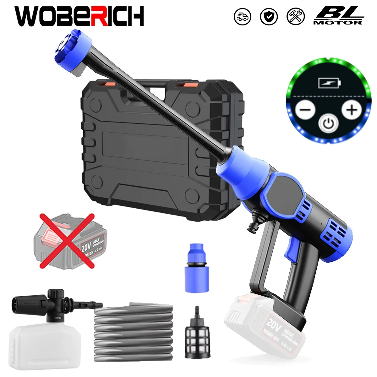200Bar 6 IN 1 Brushless Electric High Pressure Washer Cordless Car Garden Washing Power Tools(No Battery) For Makita 18V Battery
200Bar 6 IN 1 Brushless Electric High Pressure Washer Cordless Car Garden Washing Power Tools(No Battery) For Makita 18V Battery