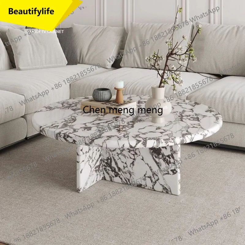 A53 French Cream Style Natural Marble Coffee Table, Oval Round Italian Lacquered Top & Stainless Steel Frame, Heat-Resistant
A53 French Cream Style Natural Marble Coffee Table, Oval Round Italian Lacquered Top & Stainless Steel Frame, Heat-Resistant