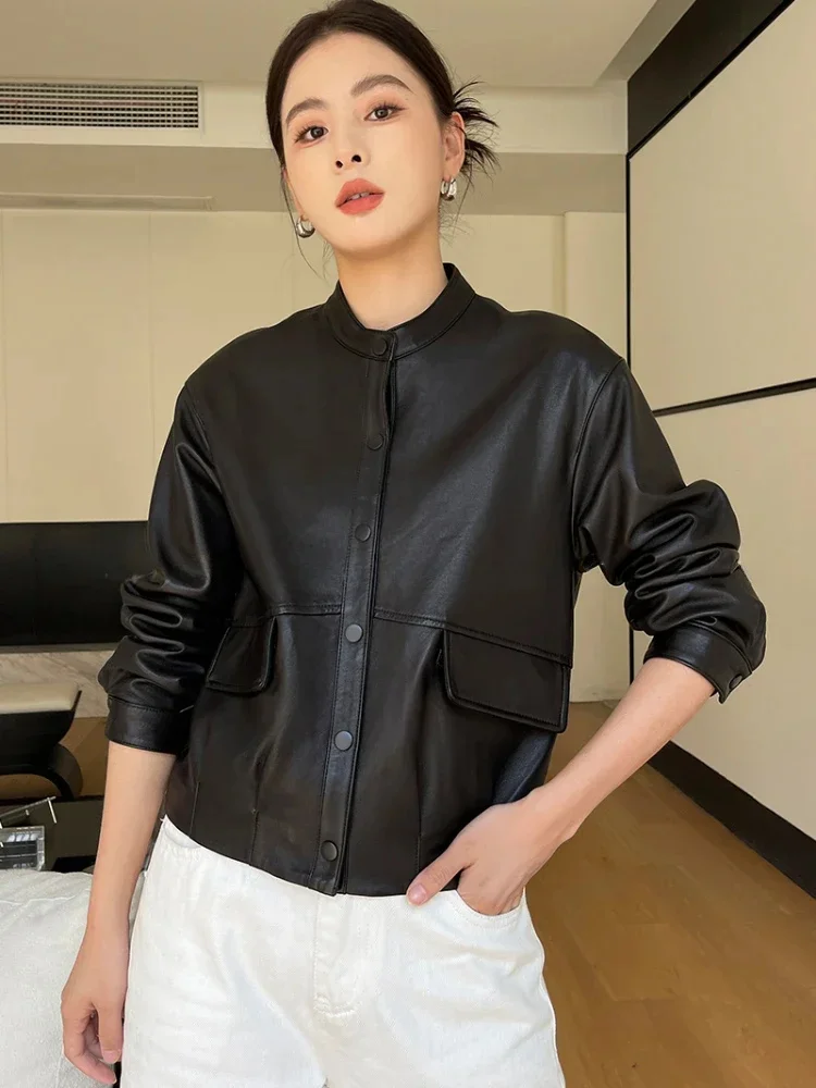 Sheepskin Real Women's Cropped Motorcycle Jacket 2024 Trend High-end Simple Casual Spring Autumn Genuine Leather Coats
Sheepskin Real Women's Cropped Motorcycle Jacket 2024 Trend High-end Simple Casual Spring Autumn Genuine Leather Coats