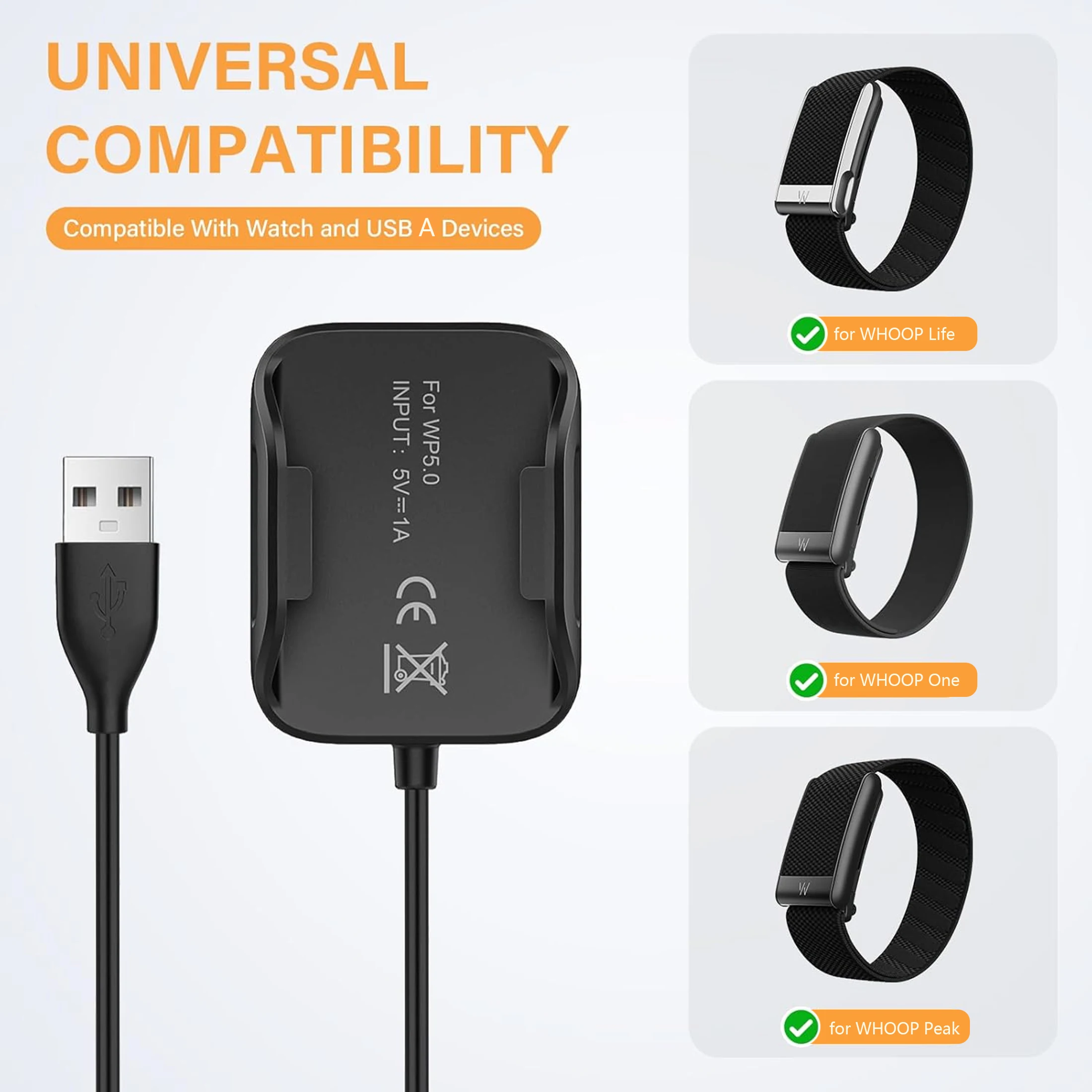 WHOOP Charger Dock for 5.0/One/Peak/Life Fitness Tracker, USB-A 5V 1A Fast Charging Cable, 2.5H Full Charge Replacement Adapter
WHOOP Charger Dock for 5.0/One/Peak/Life Fitness Tracker, USB-A 5V 1A Fast Charging Cable, 2.5H Full Charge Replacement Adapter