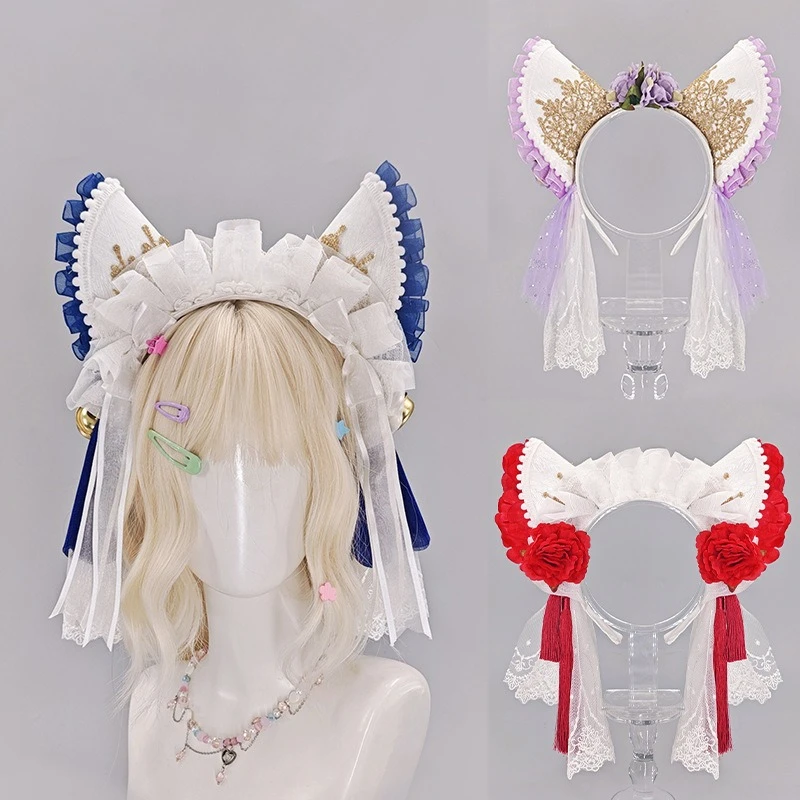 Lace Cat Ears Headband with Ruffles & Ribbons, Cute Lolita Cosplay Hair Accessory for Anime Conventions & Parties
Lace Cat Ears Headband with Ruffles & Ribbons, Cute Lolita Cosplay Hair Accessory for Anime Conventions & Parties