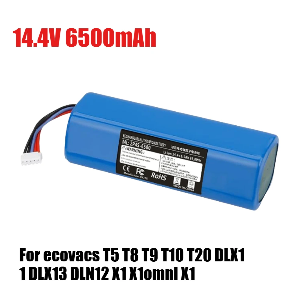 14.4V 6500mAh Vacuum Cleaner Battery for Ecovacs Deebot T5 T8 T8+ T9 T9+ for Deebot Ozmo 950 T10 DX65 DX93 DX96 X1 Omni X1
14.4V 6500mAh Vacuum Cleaner Battery for Ecovacs Deebot T5 T8 T8+ T9 T9+ for Deebot Ozmo 950 T10 DX65 DX93 DX96 X1 Omni X1