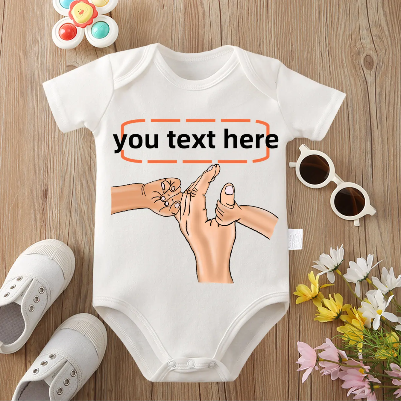Custom Text (Baby's Name) Jumpsuit Hands of PAPA MAMA Print Cotton Onesie 0-12 Months Triangle Romper Design DIY Newborn Clothes
Custom Text (Baby's Name) Jumpsuit Hands of PAPA MAMA Print Cotton Onesie 0-12 Months Triangle Romper Design DIY Newborn Clothes