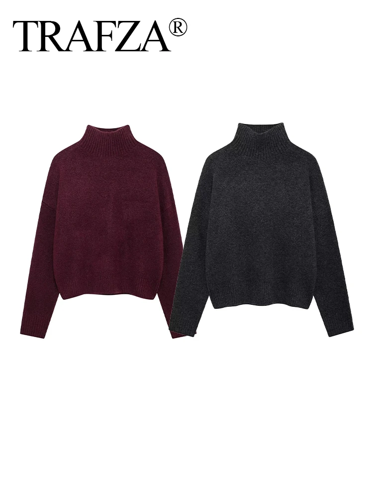 TRAFZA Women Winter Fashion Versatile Solid Soft Basic High Neck Long Sleeve Knitted Pullover Female Elegant Warm Casual Sweater
TRAFZA Women Winter Fashion Versatile Solid Soft Basic High Neck Long Sleeve Knitted Pullover Female Elegant Warm Casual Sweater