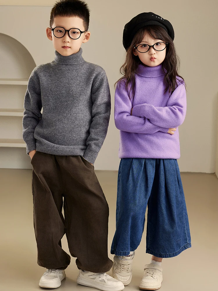 Children Wool Sweater High Plie Collar Pullover Boy Girl Basic Solid Autumn Winter Thick Kids 100% Merino Wool Knitwear Clothes
Children Wool Sweater High Plie Collar Pullover Boy Girl Basic Solid Autumn Winter Thick Kids 100% Merino Wool Knitwear Clothes