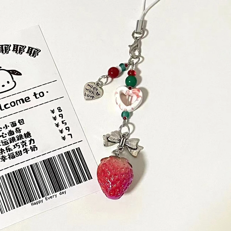 Unique Sweet Strawberry Mobile Phone Chain with Cute Bow Beaded Pendant Charms Anti-Loss Lanyard for Women And Girls Phone Case
Unique Sweet Strawberry Mobile Phone Chain with Cute Bow Beaded Pendant Charms Anti-Loss Lanyard for Women And Girls Phone Case