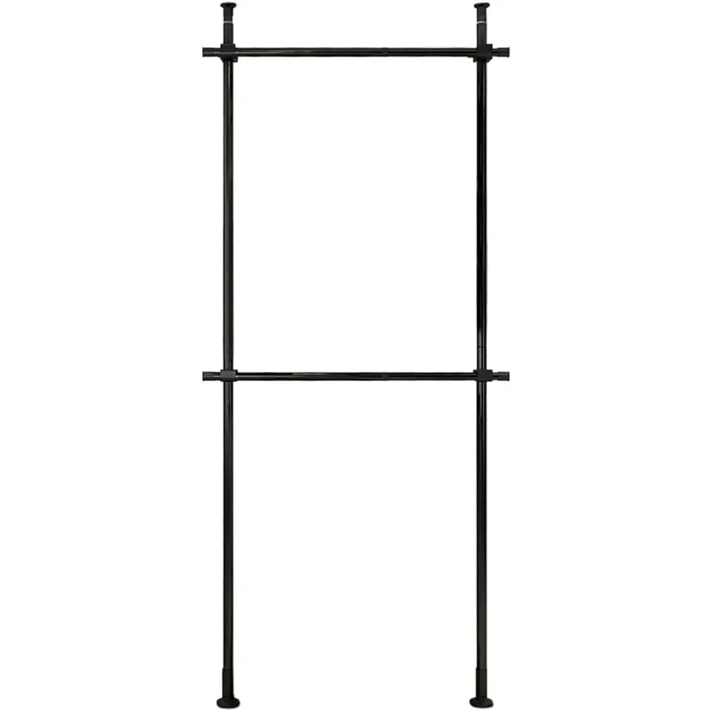 Двухуровневая регулируемая напольная вешалка для одежды повышенной прочности с открытыми полками и регулируемыми ножками для прачечной
Двухуровневая регулируемая напольная вешалка для одежды повышенной прочности с открытыми полками и регулируемыми ножками для прачечной