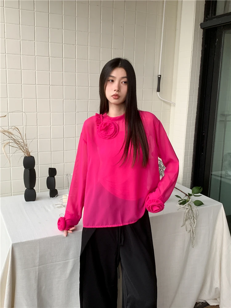 Three Dimensional Flower Long Sleeved Shirt For Women In Spring And Autumn, With A New Design And Button Style Top
Three Dimensional Flower Long Sleeved Shirt For Women In Spring And Autumn, With A New Design And Button Style Top