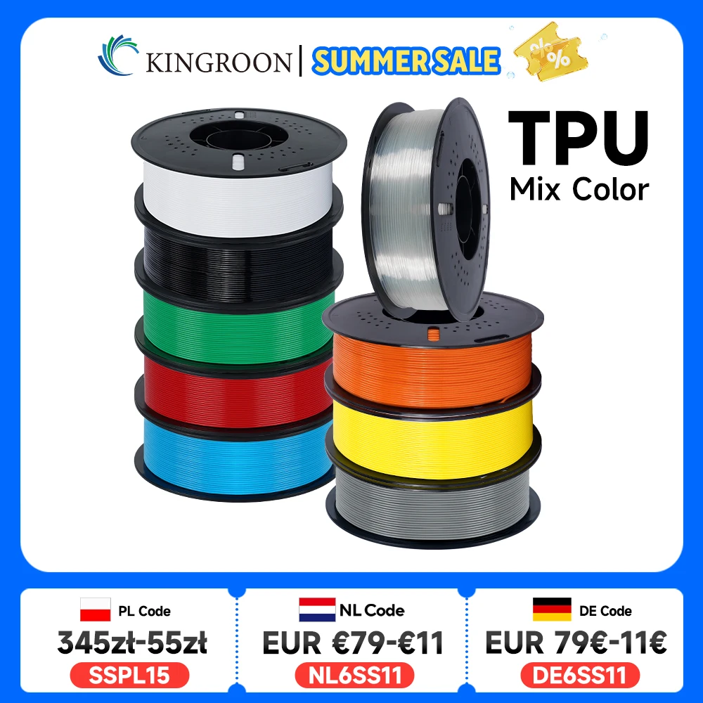KINGROON Flexible TPU Filament 1.75mm, 5KG 10KG 3D Printing TPU Filament For 3D Printer, Soft 3D Plastic Material Non-Toxic
KINGROON Flexible TPU Filament 1.75mm, 5KG 10KG 3D Printing TPU Filament For 3D Printer, Soft 3D Plastic Material Non-Toxic