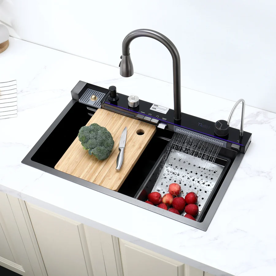 Pull-out Facuet Single Bowl Sink Kitchen Vegetable Sink 304 Whale Waterfall Sink Stainless Steel Dish Sink Vegetable Sink House
Pull-out Facuet Single Bowl Sink Kitchen Vegetable Sink 304 Whale Waterfall Sink Stainless Steel Dish Sink Vegetable Sink House