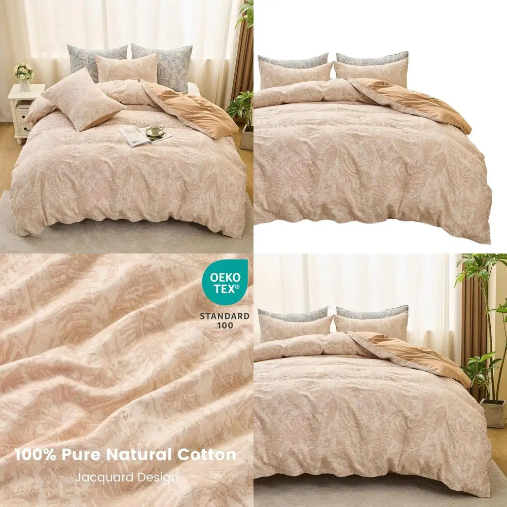 Cotton Jacquard Floral Duvet Cover Set, 3-Piece, Yarn-Dyed Texture, Monstera Brown, Queen Size
Cotton Jacquard Floral Duvet Cover Set, 3-Piece, Yarn-Dyed Texture, Monstera Brown, Queen Size
