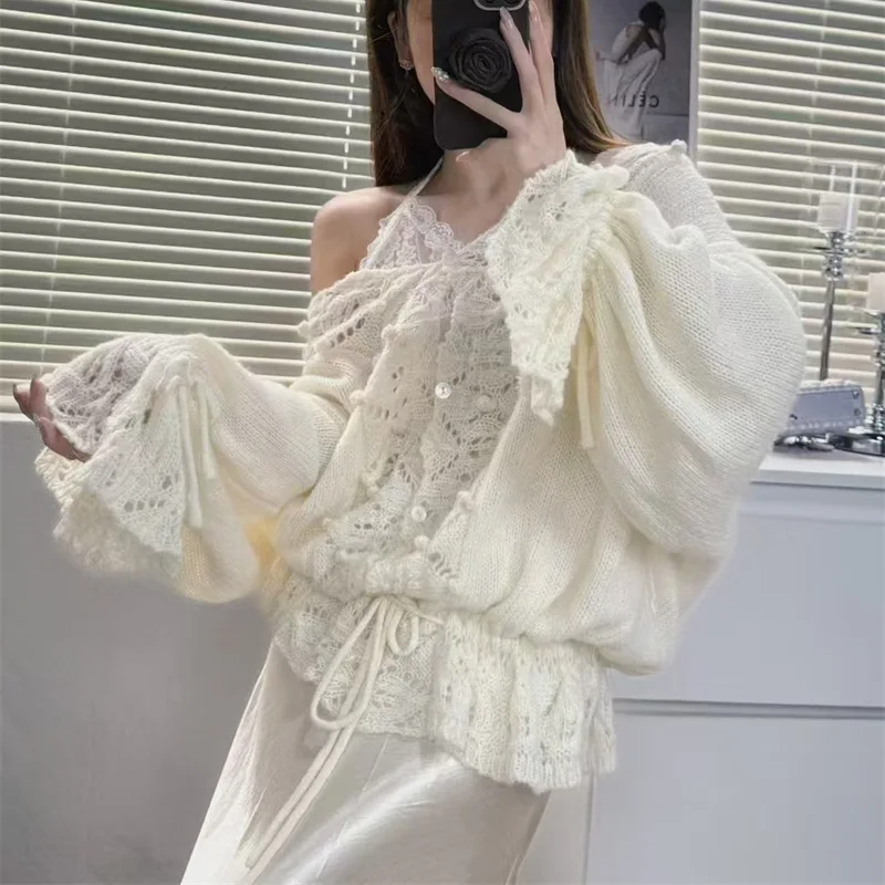 Hook Flower Hollowed Out Knitted Sweater for Women Autumn New Design Woolen Ball Drawstring Sweater Cardigan
Hook Flower Hollowed Out Knitted Sweater for Women Autumn New Design Woolen Ball Drawstring Sweater Cardigan
