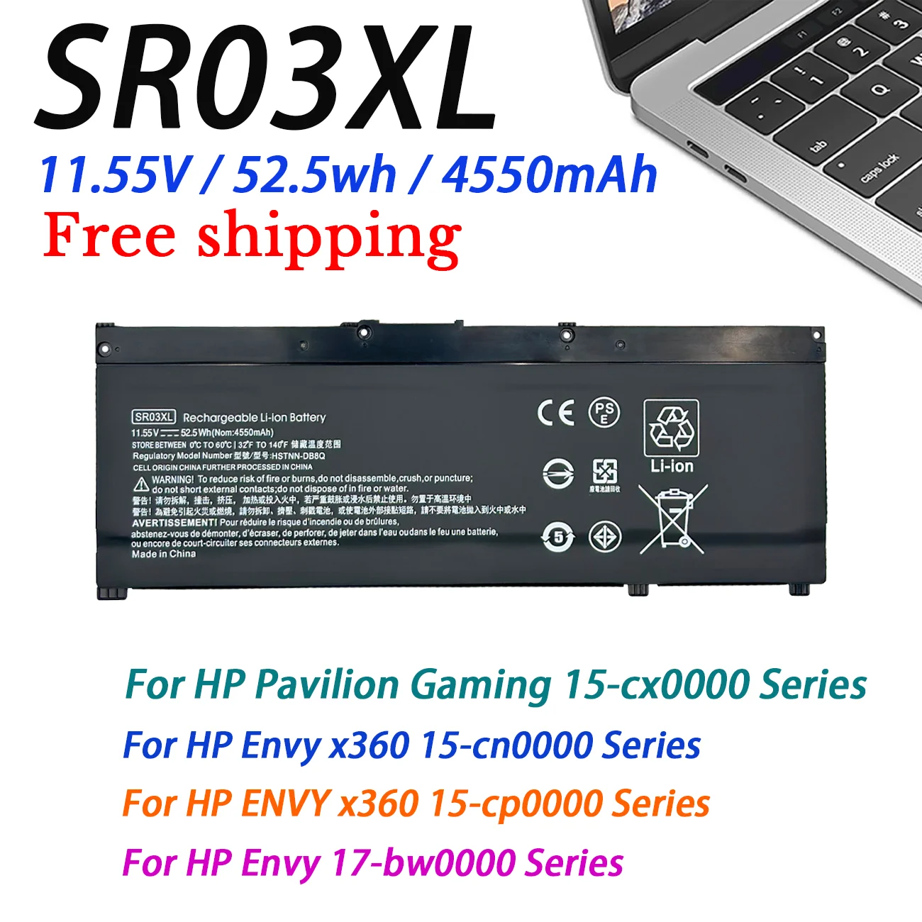 SR03XL Laptop Battery For HP OMEN 15-CE 17-CB0052TX Pavilion Gaming 15-CX0096TX CX0006NT HSTNN-DB8Q L08934-2B1 L08855-855
SR03XL Laptop Battery For HP OMEN 15-CE 17-CB0052TX Pavilion Gaming 15-CX0096TX CX0006NT HSTNN-DB8Q L08934-2B1 L08855-855